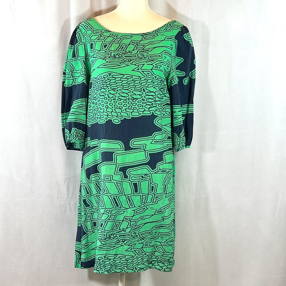 Needle & Thread Green & Blue Graphic Abstract Print Dress Size Small